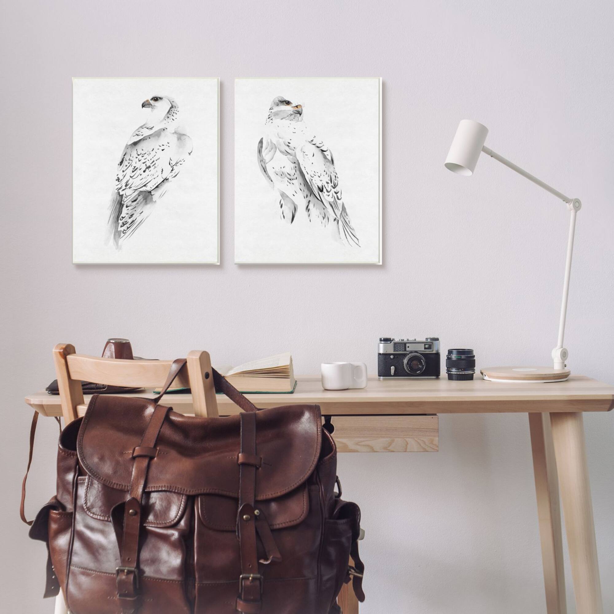 Stupell Industries White Hawk Winter Birds Soft Speckled Feathers Wall Plaque